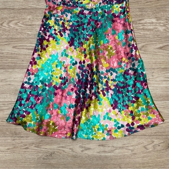 Nicholas NWT 100% Silk Satin Simie Gathered Confetti Multicolor Mini Dress 2, XS - Picture 13 of 15